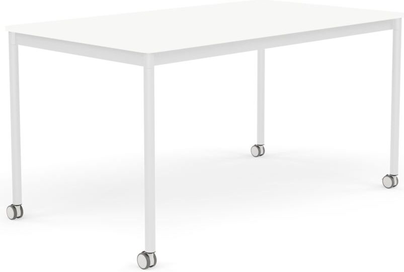 Base Tisch mit Rollen 80 x 140 cm weiß laminiertes ABS weiße Beine
