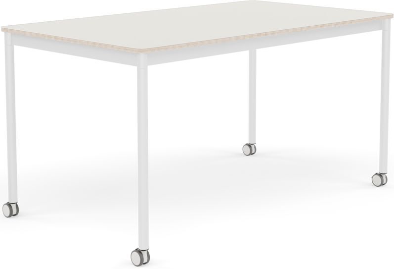 Base Tisch mit Rollen 80 x 140 cm weiß Nanolaminat weiße Beine