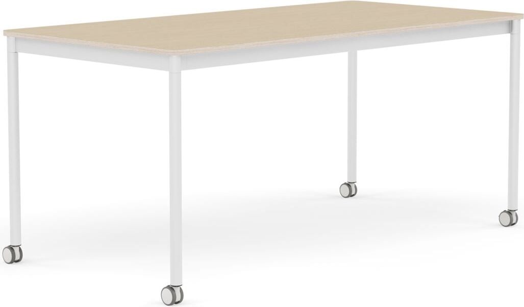 Base Tisch mit Rollen 80 x 160 cm lackiertes Eichenfurnier weiße Beine