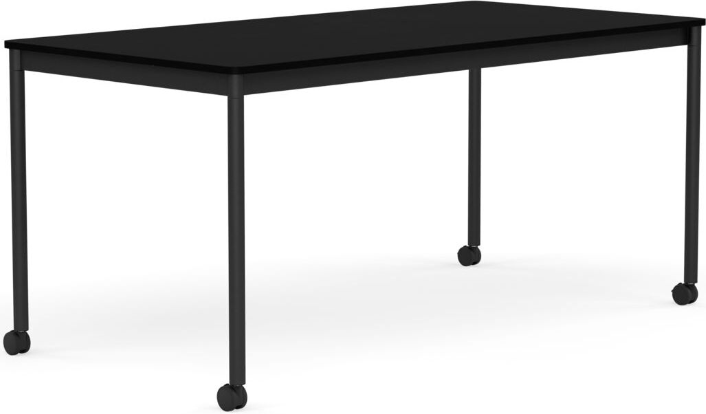 Base Tisch mit Rollen 80 x 160 cm schwarz laminiertes ABS schwarze Beine