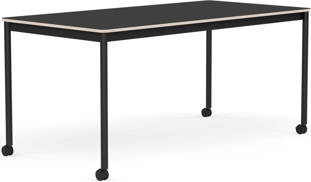 Base Tisch mit Rollen 80 x 160 cm schwarz Linoleum schwarze Beine