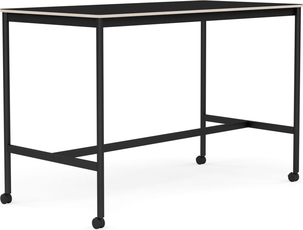 Base Tisch mit Rollen 80 x 160 x 105 cm schwarz laminiert schwarze Beine