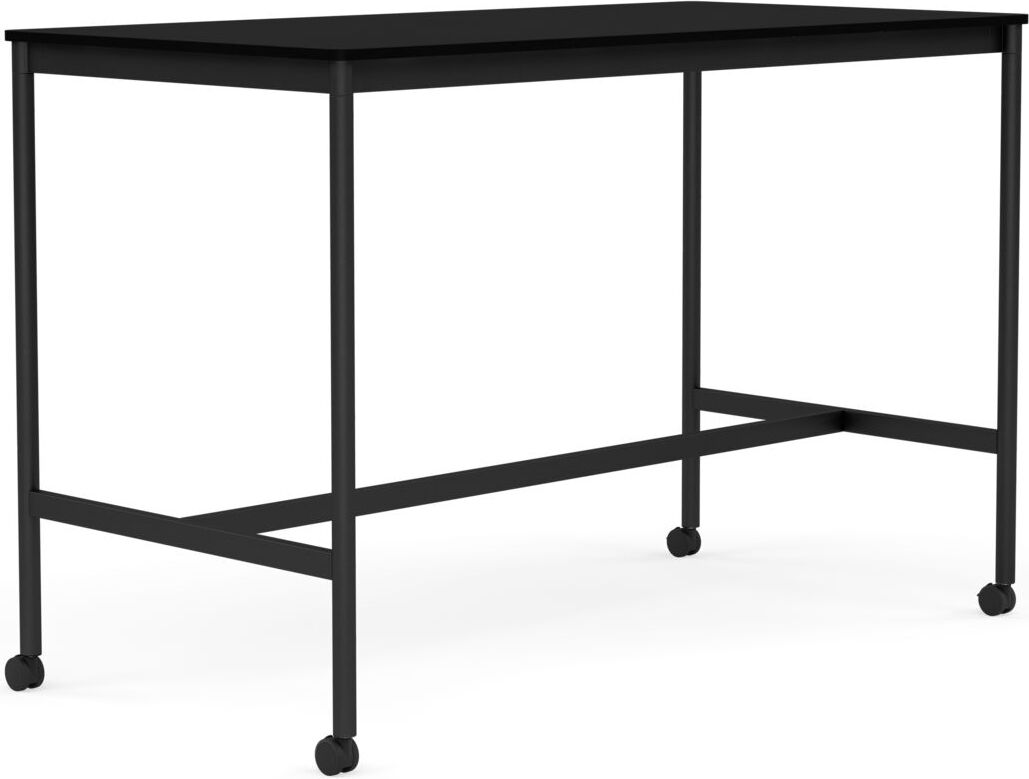 Base Tisch mit Rollen 80 x 160 x 105 cm schwarz laminiertes ABS schwarze Beine