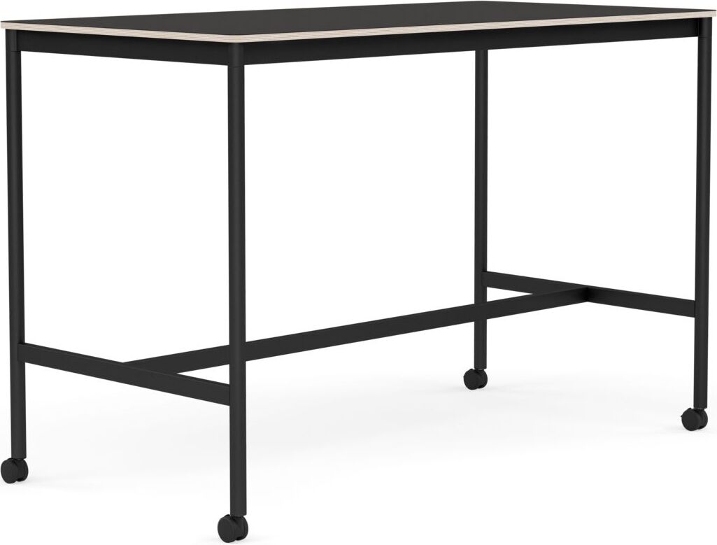 Base Tisch mit Rollen 80 x 160 x 105 cm schwarz Linoleum schwarze Beine