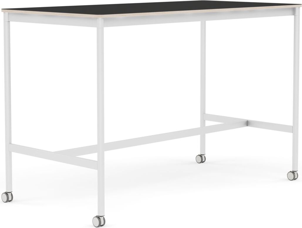 Base Tisch mit Rollen 80 x 160 x 105 cm schwarz Nanolaminat weiße Beine