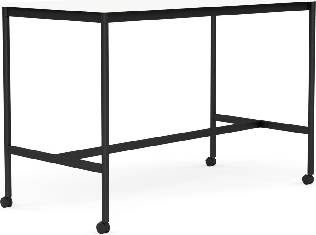 Base Tisch mit Rollen 80 x 160 x 105 cm weiß laminiertes ABS schwarze Beine