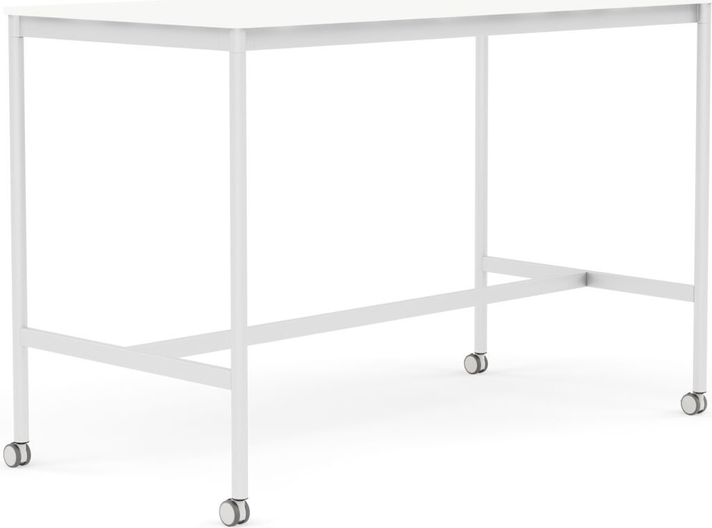 Base Tisch mit Rollen 80 x 160 x 105 cm weiß laminiertes ABS weiße Beine