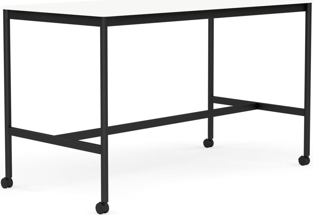 Base Tisch mit Rollen 80 x 160 x 95 cm weiß laminiertes ABS schwarze Beine