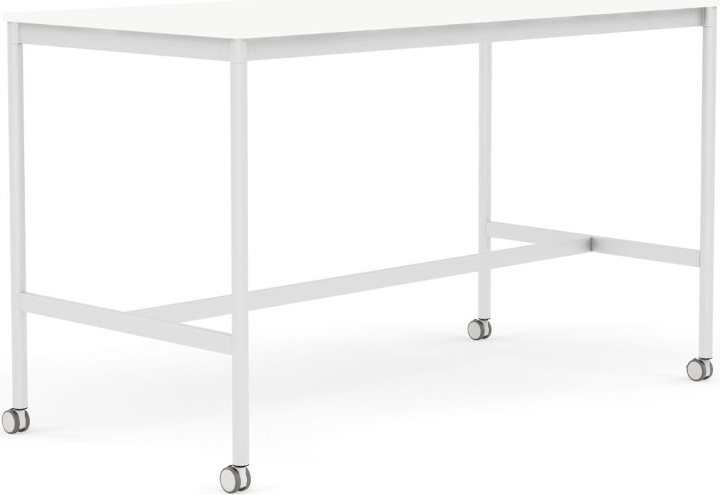 Base Tisch mit Rollen 80 x 160 x 95 cm weiß laminiertes ABS weiße Beine