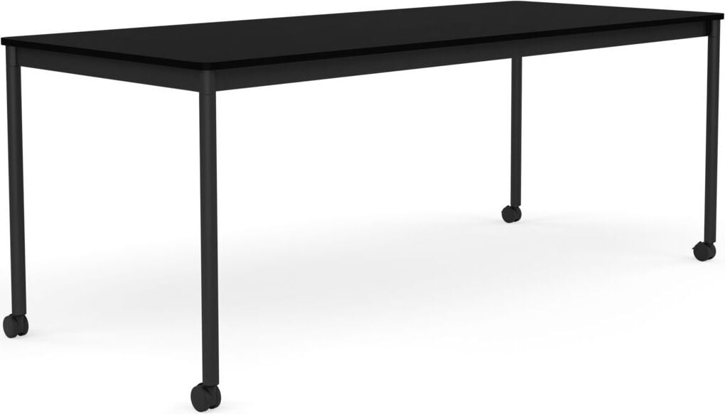 Base Tisch mit Rollen 80 x 190 cm schwarz laminiertes ABS schwarze Beine