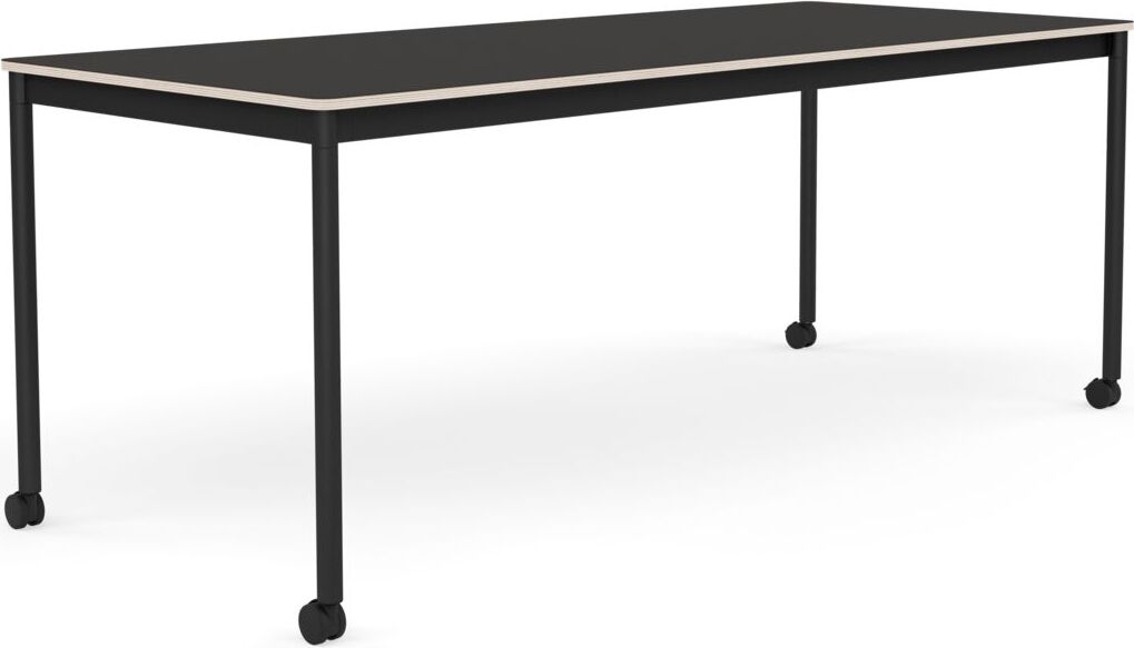 Base Tisch mit Rollen 80 x 190 cm schwarz Linoleum schwarze Beine