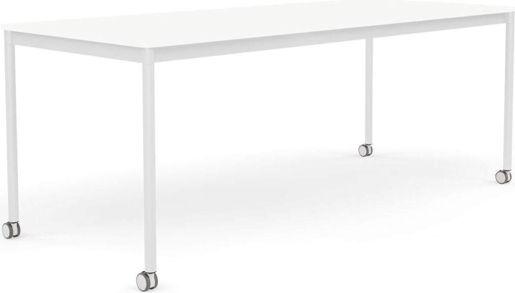 Base Tisch mit Rollen 80 x 190 cm weiß laminiertes ABS weiße Beine