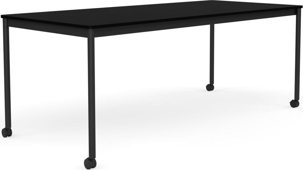 Base Tisch mit Rollen 85 x 190 cm schwarz laminiertes ABS schwarze Beine