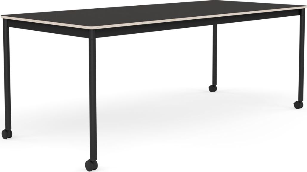 Base Tisch mit Rollen 85 x 190 cm schwarz Linoleum schwarze Beine