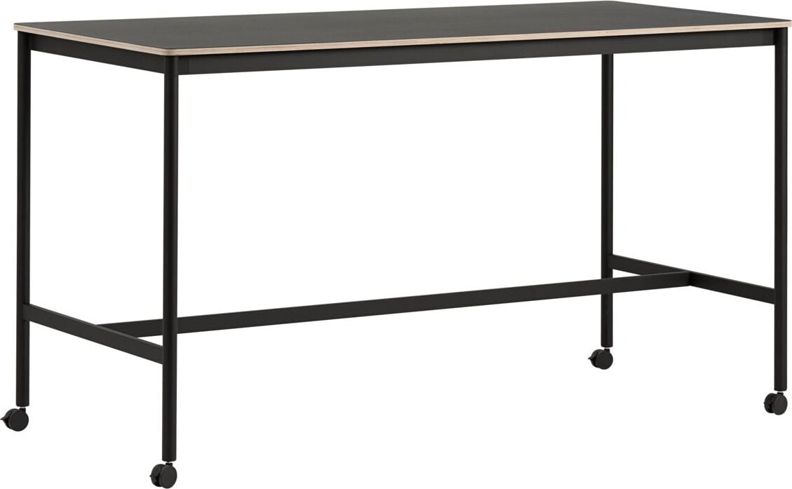 Base Tisch mit Rollen 85 x 190 x 105 cm schwarz Linoleum schwarze Beine