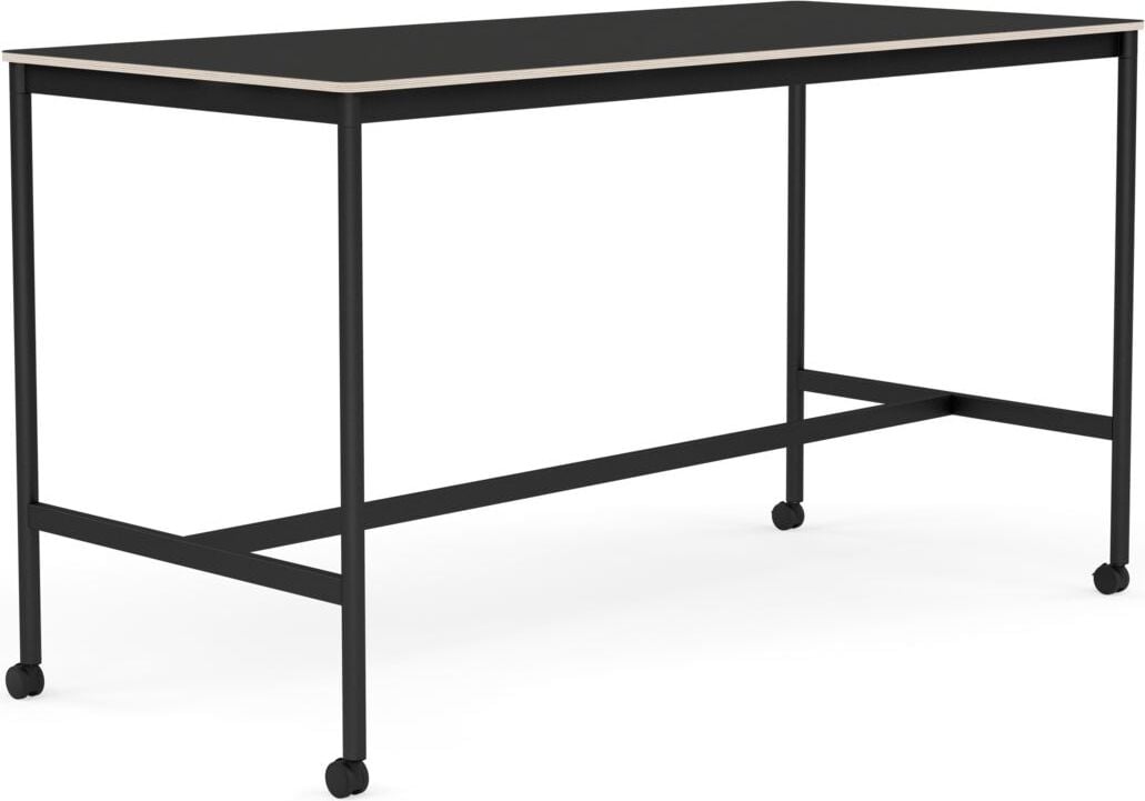 Base Tisch mit Rollen 85 x 190 x 105 cm schwarz Nanolaminat schwarze Beine