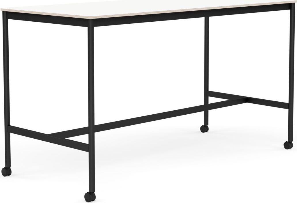 Base Tisch mit Rollen 85 x 190 x 105 cm weiß laminiert schwarze Beine