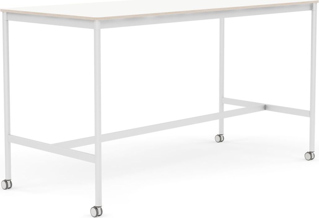 Base Tisch mit Rollen 85 x 190 x 105 cm weiß laminiert weiße Beine
