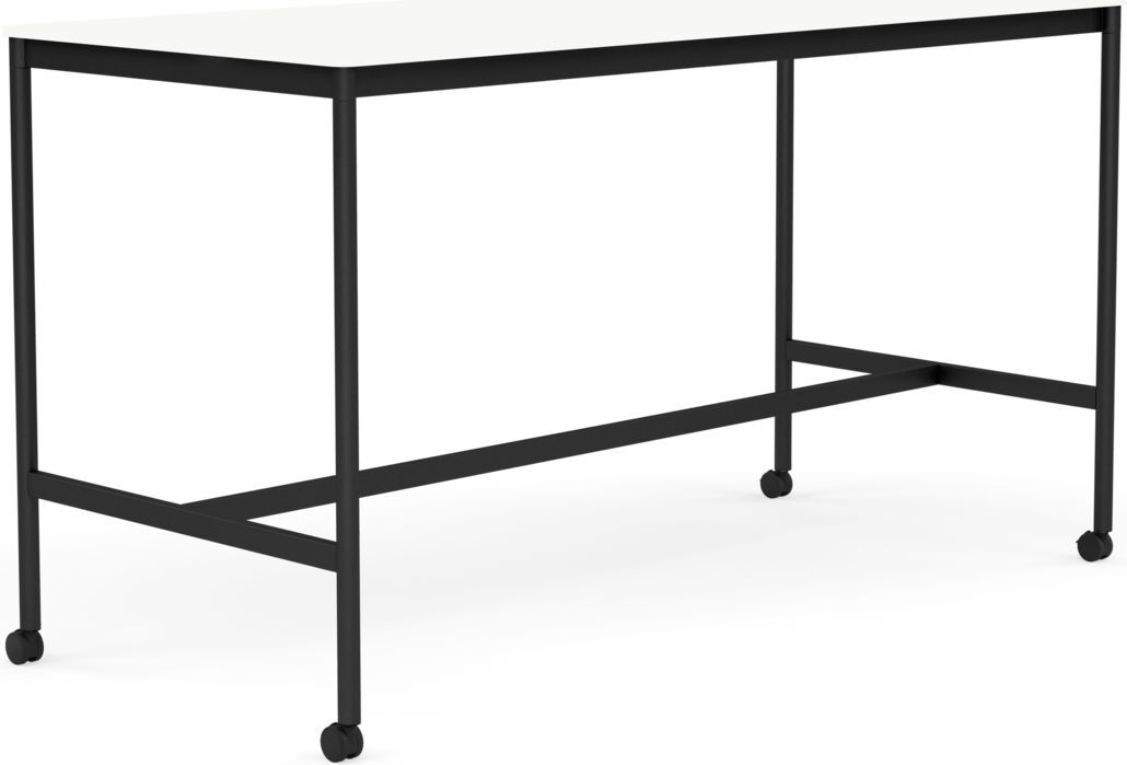 Base Tisch mit Rollen 85 x 190 x 105 cm weiß laminiertes ABS schwarze Beine