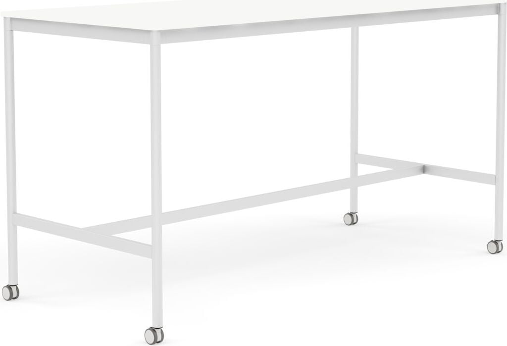 Base Tisch mit Rollen 85 x 190 x 105 cm weiß laminiertes ABS weiße Beine