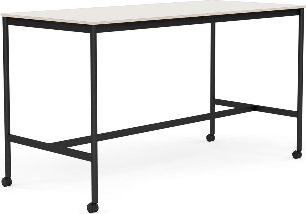 Base Tisch mit Rollen 85 x 190 x 105 cm weiß Nanolaminat schwarze Beine