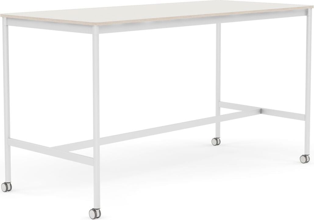 Base Tisch mit Rollen 85 x 190 x 105 cm weiß Nanolaminat weiße Beine