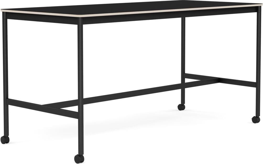 Base Tisch mit Rollen 85 x 190 x 95 cm schwarz laminiert schwarze Beine