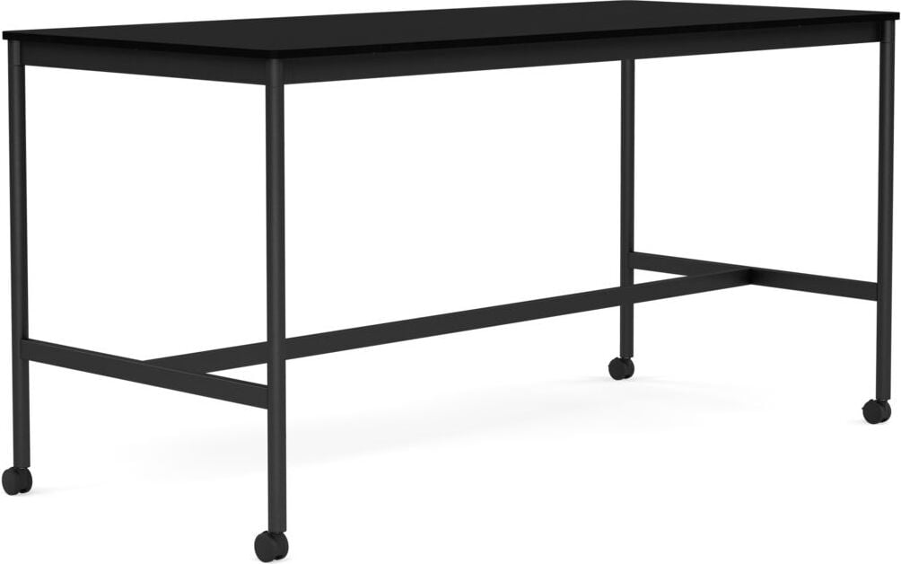 Base Tisch mit Rollen 85 x 190 x 95 cm schwarz laminiertes ABS schwarze Beine