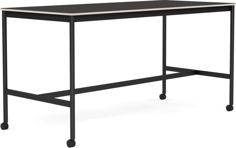 Base Tisch mit Rollen 85 x 190 x 95 cm schwarz Linoleum schwarze Beine