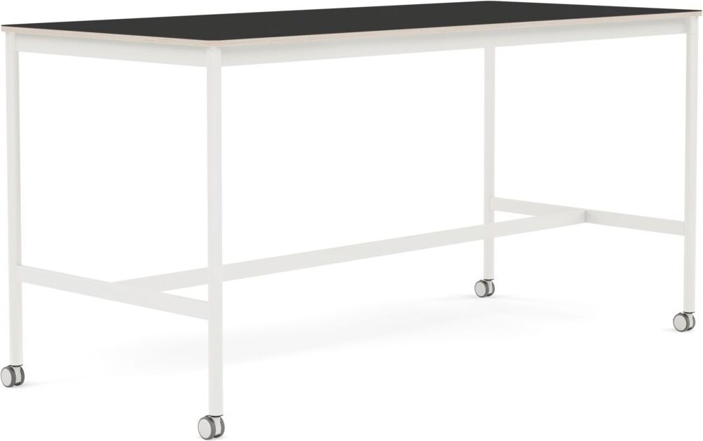 Base Tisch mit Rollen 85 x 190 x 95 cm schwarz Nanolaminat weiße Beine