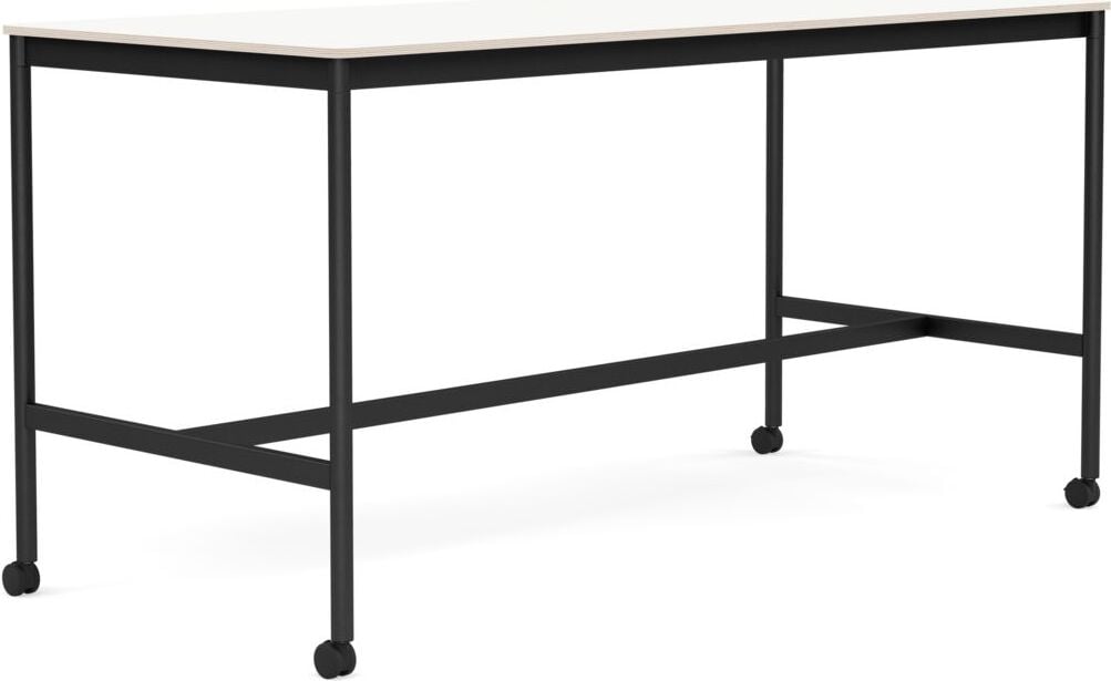 Base Tisch mit Rollen 85 x 190 x 95 cm weiß laminiert schwarze Beine