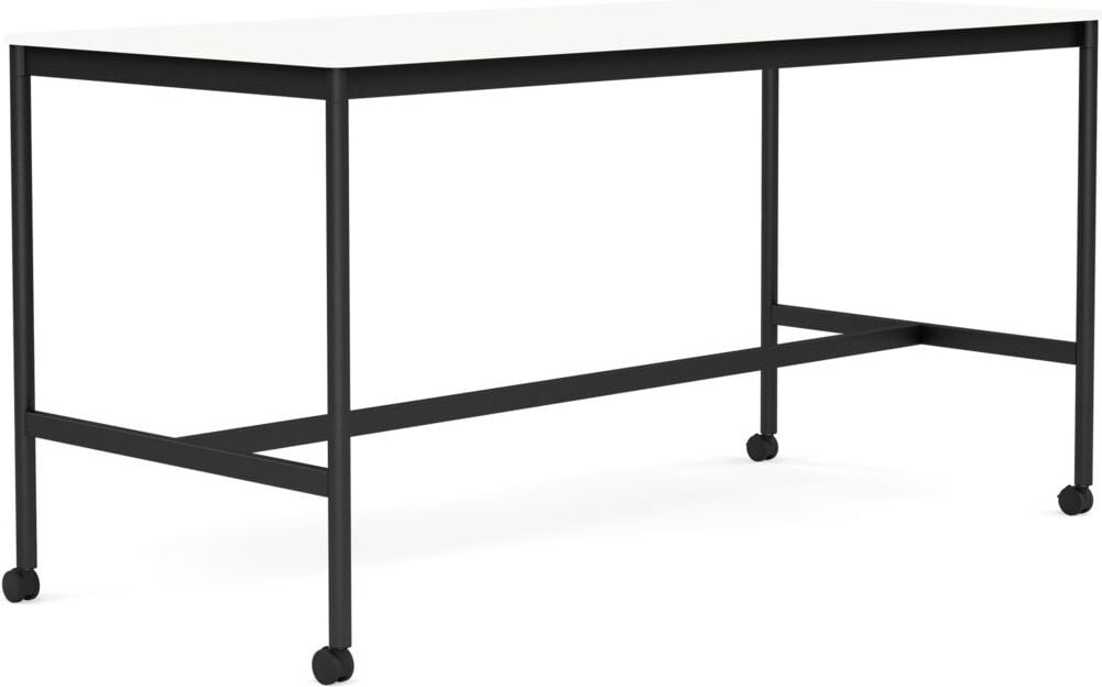 Base Tisch mit Rollen 85 x 190 x 95 cm weiß laminiertes ABS schwarze Beine
