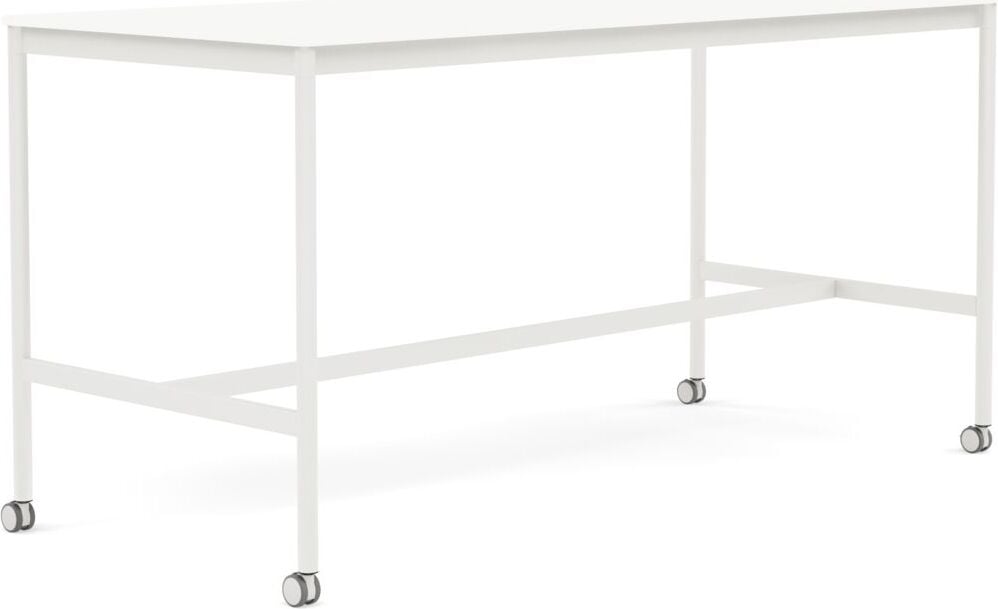 Base Tisch mit Rollen 85 x 190 x 95 cm weiß laminiertes ABS weiße Beine
