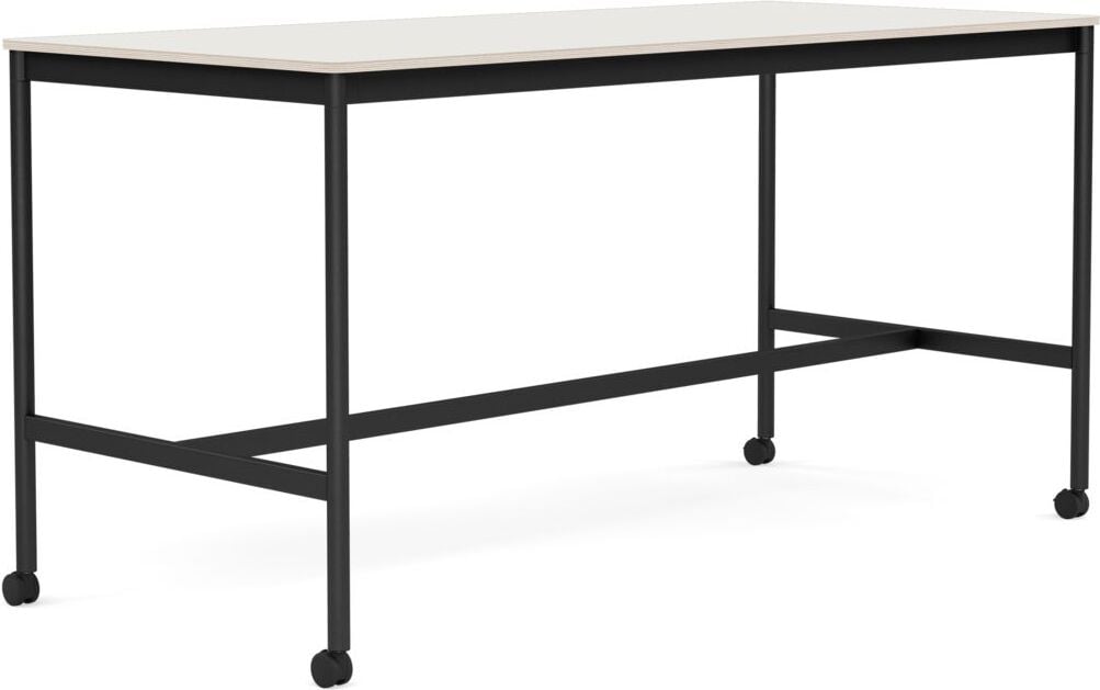 Base Tisch mit Rollen 85 x 190 x 95 cm weiß Nanolaminat schwarze Beine