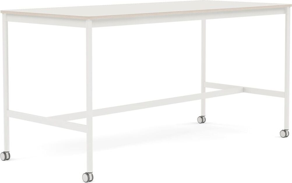 Base Tisch mit Rollen 85 x 190 x 95 cm weiß Nanolaminat weiße Beine