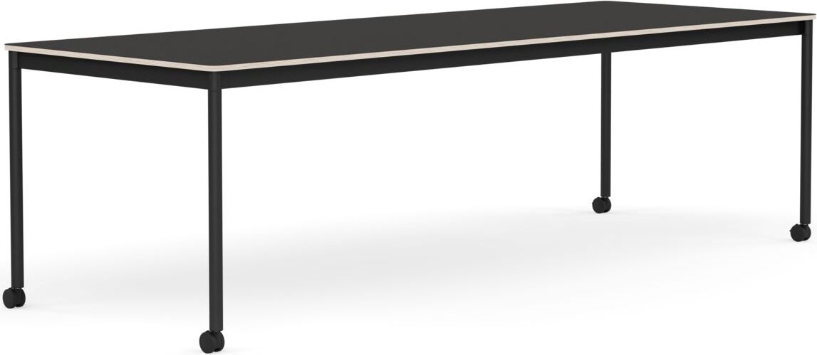 Base Tisch mit Rollen 90 x 250 cm schwarz Linoleum schwarze Beine
