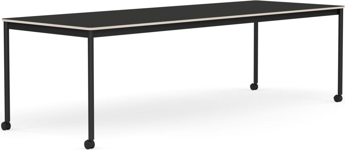 Base Tisch mit Rollen 90 x 250 cm schwarz Nanolaminat schwarze Beine