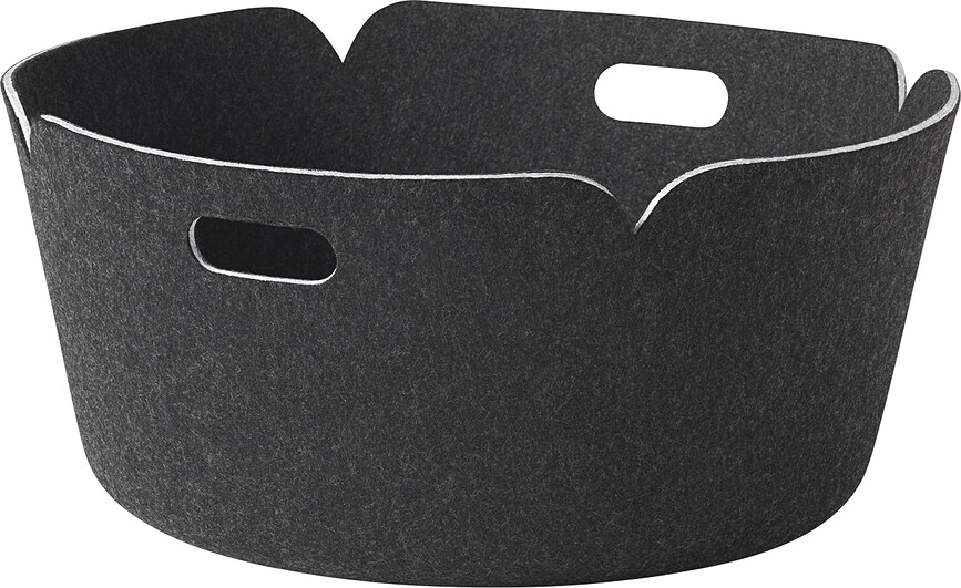 Cesta de almacenaje Restore, redonda, efecto melange negro