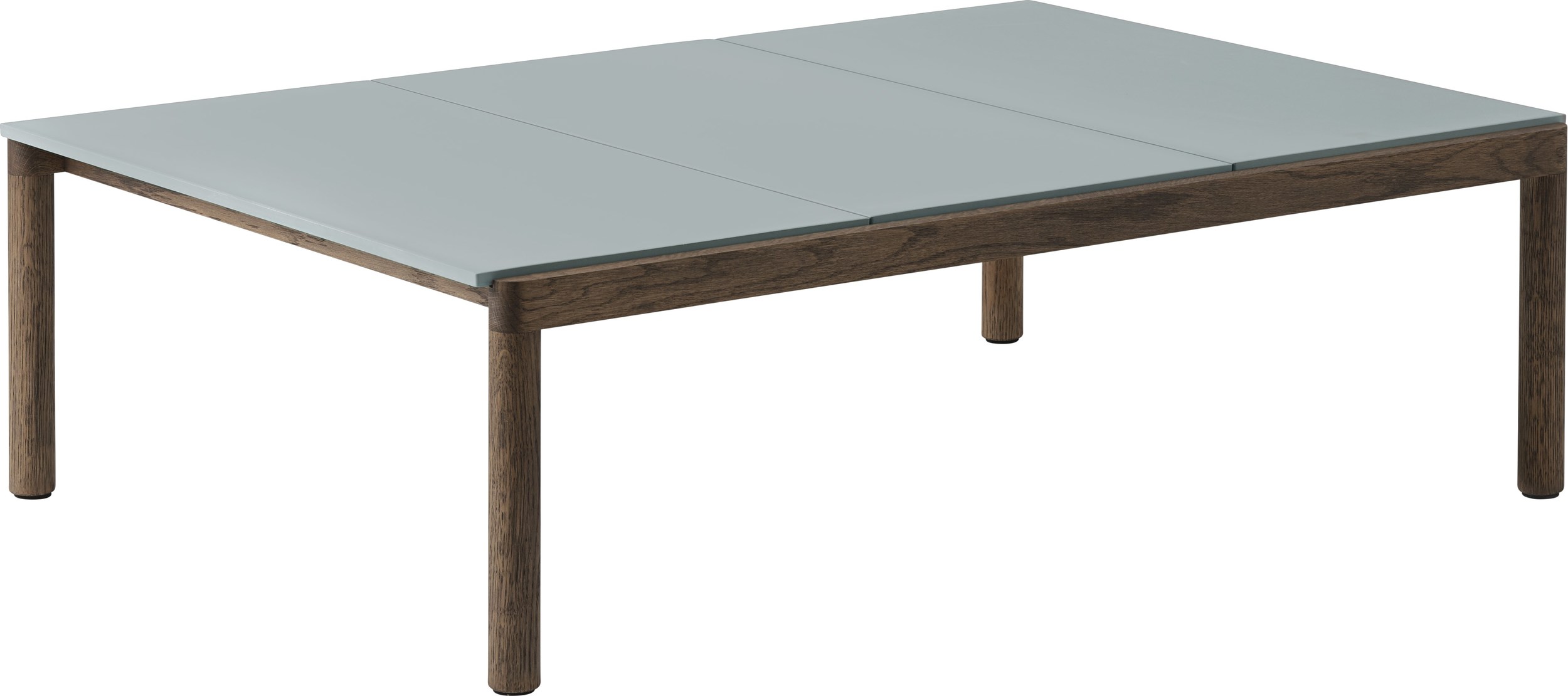 Couple Kaffeetisch 120 x 84 x 35 cm glatt gedämpftes Blau auf dunklen Eichenbeinen