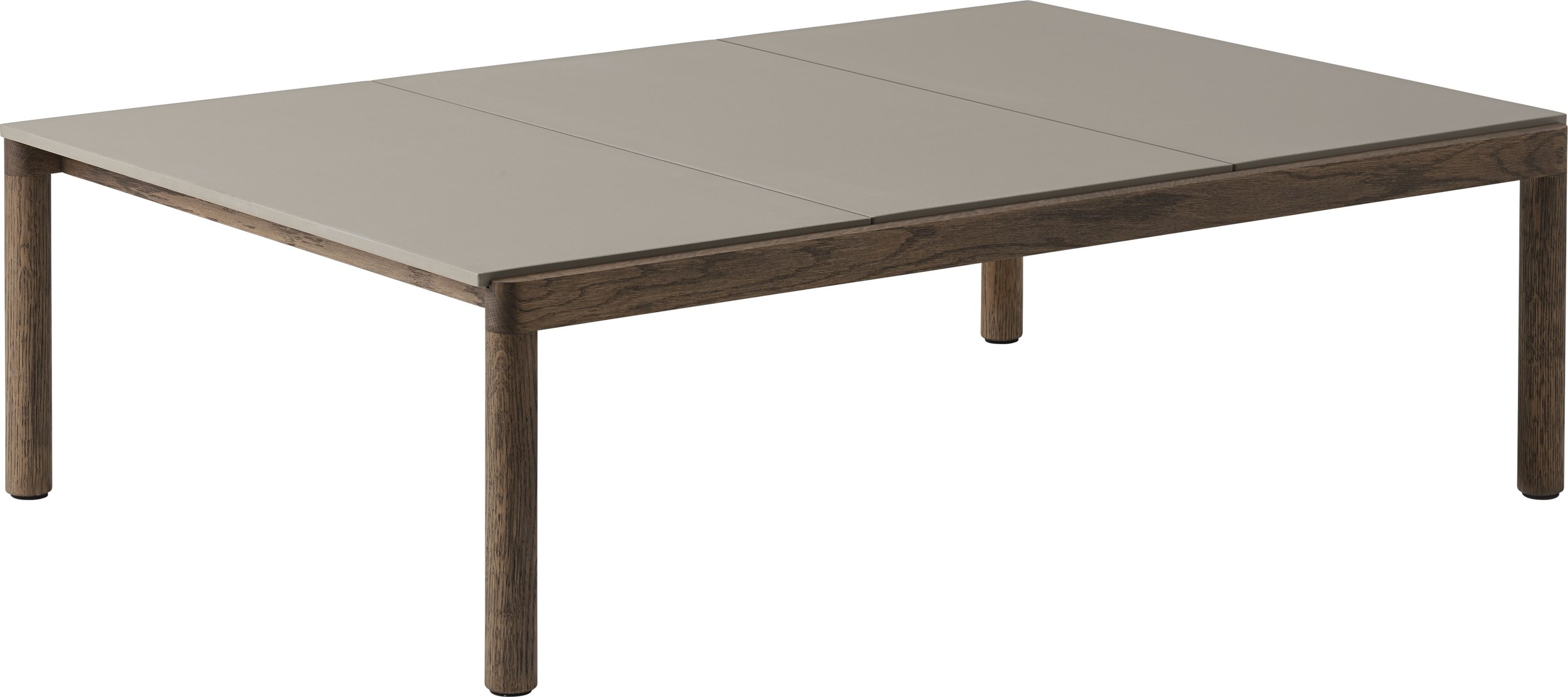 Couple Kaffeetisch 120 x 84 x 35 cm glatt taupe auf dunklen Eichenbeinen