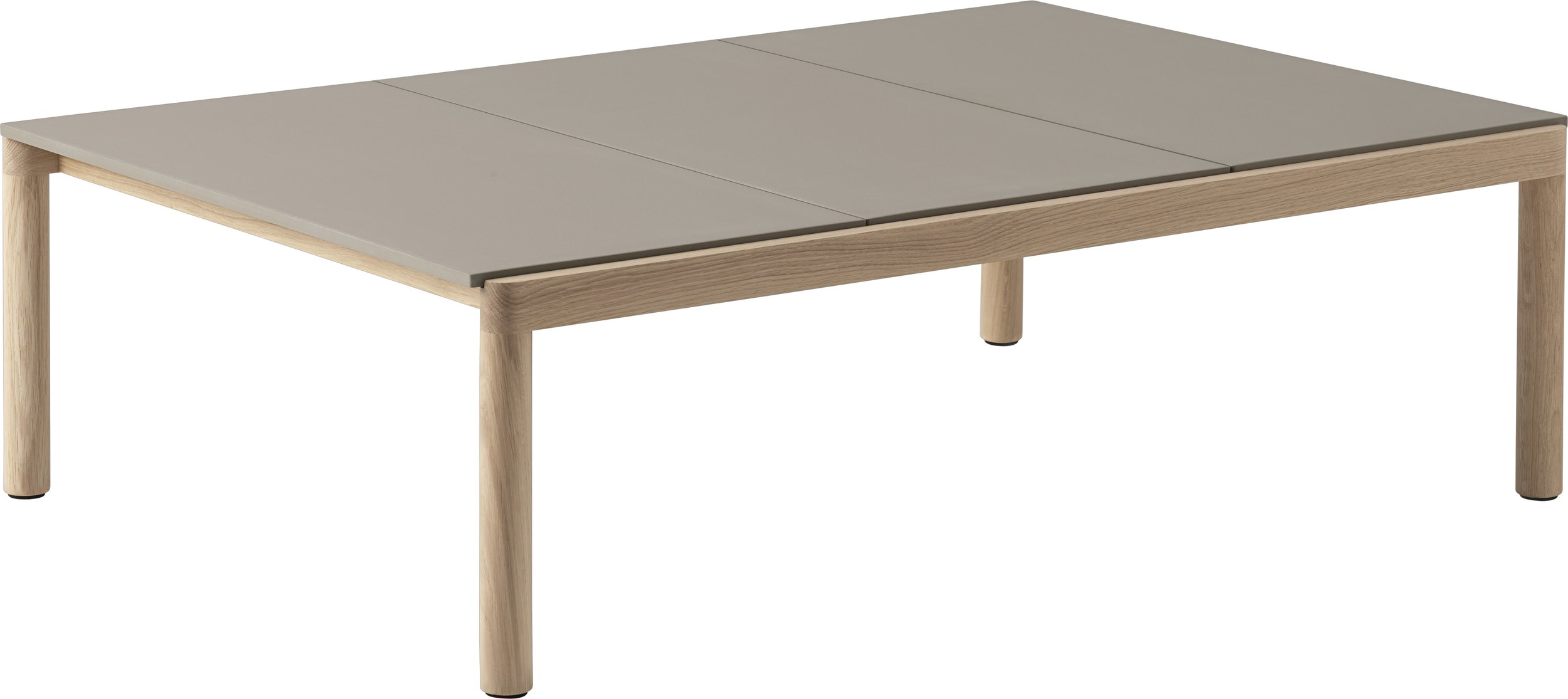 Couple Kaffeetisch 120 x 84 x 35 cm glatt taupe auf hellen Eichenbeinen