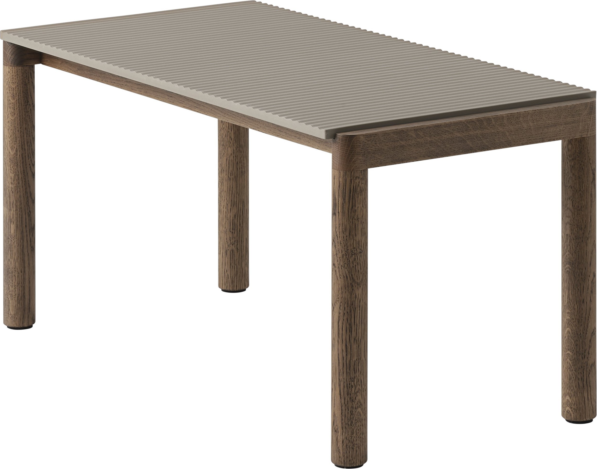 Couple Kaffeetisch 40 x 84 x 40 cm geriffelt taupe auf dunklen Eichenbeinen