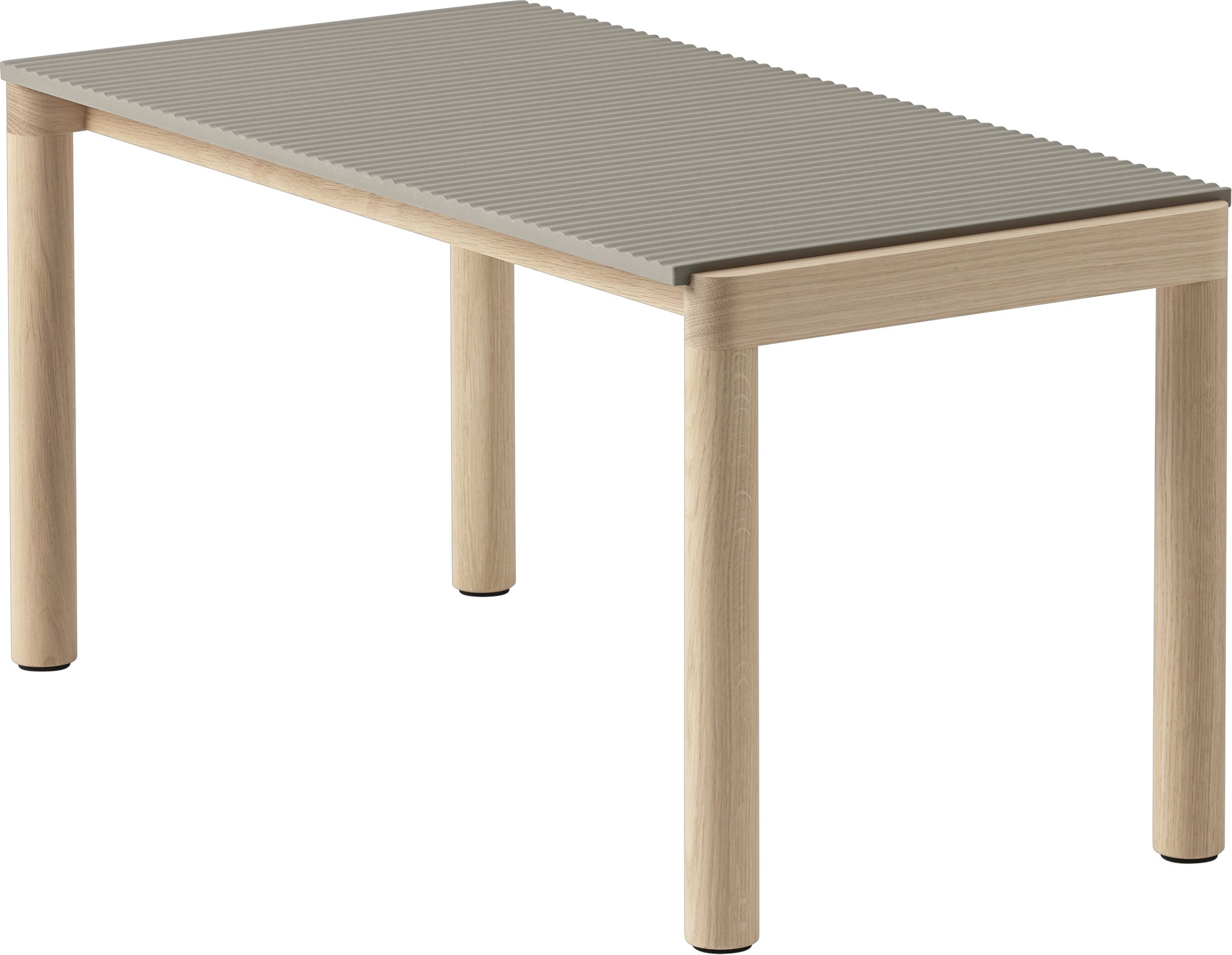 Couple Kaffeetisch 40 x 84 x 40 cm geriffelt taupe auf hellen Eichenbeinen