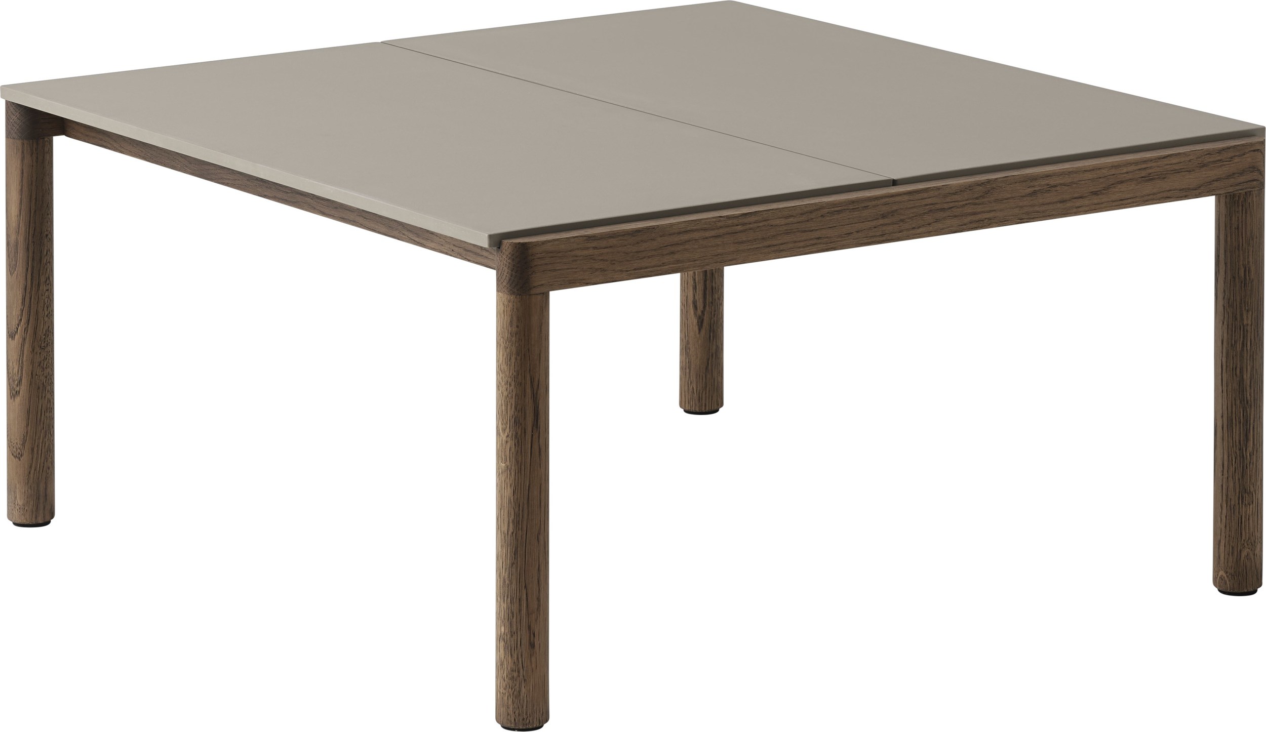 Couple Kaffeetisch 80 x 84 x 40 cm glatt taupe auf dunklen Eichenbeinen