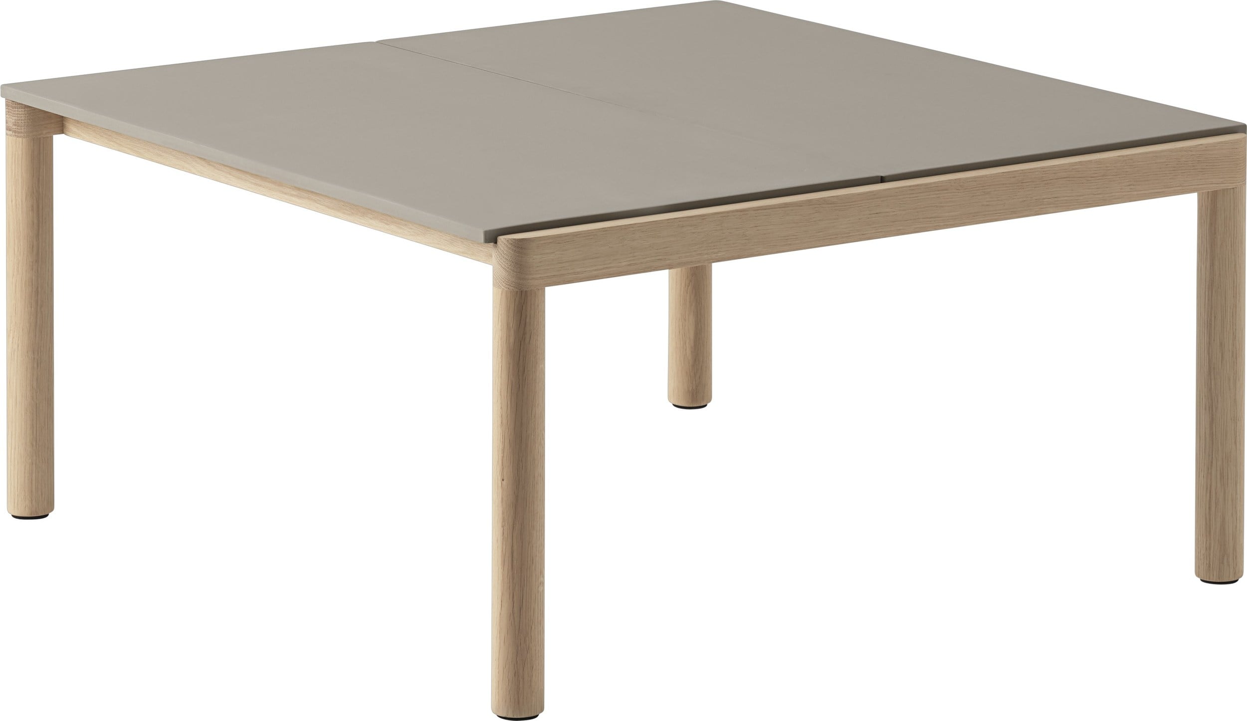 Couple Kaffeetisch 80 x 84 x 40 cm glatt taupe auf hellen Eichenbeinen