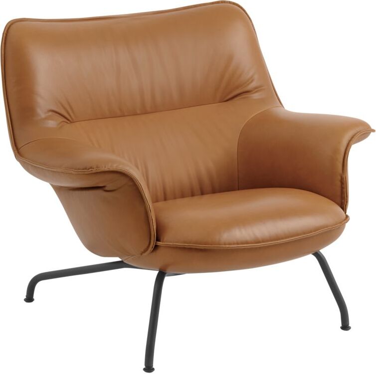 Doze Sessel Cognacbraun Leder mit schwarzen Beinen