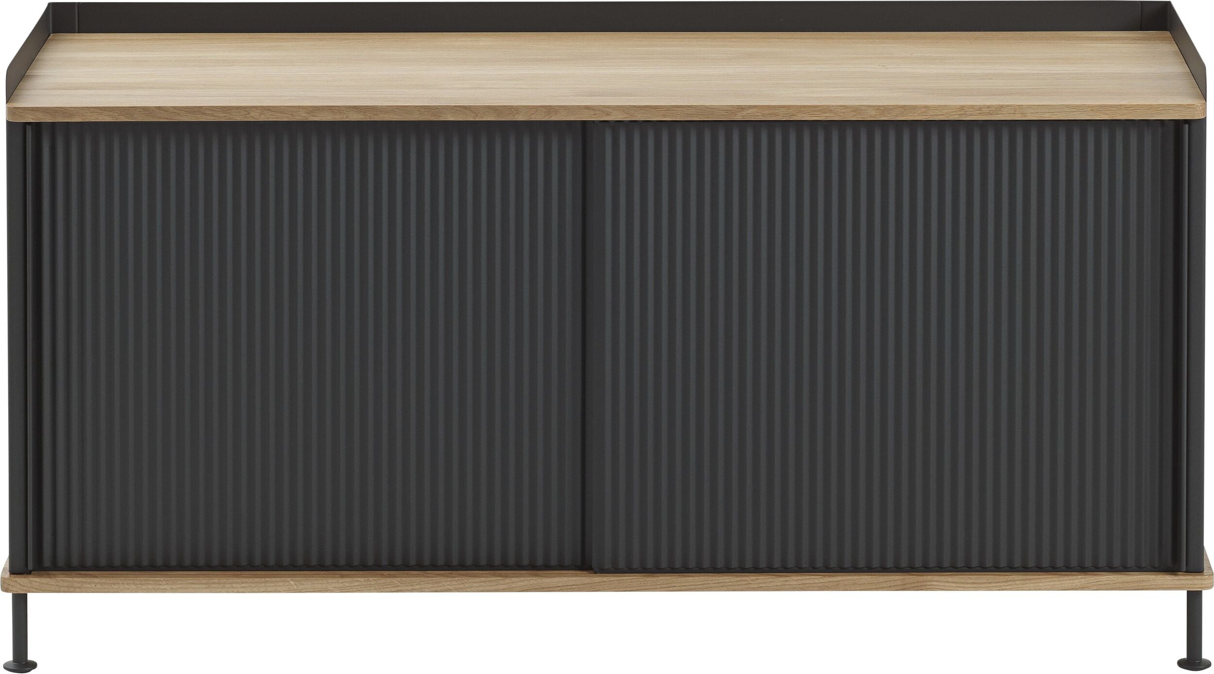 Enfold Schrank 124 cm schwarz mit Tischplatte aus Eiche