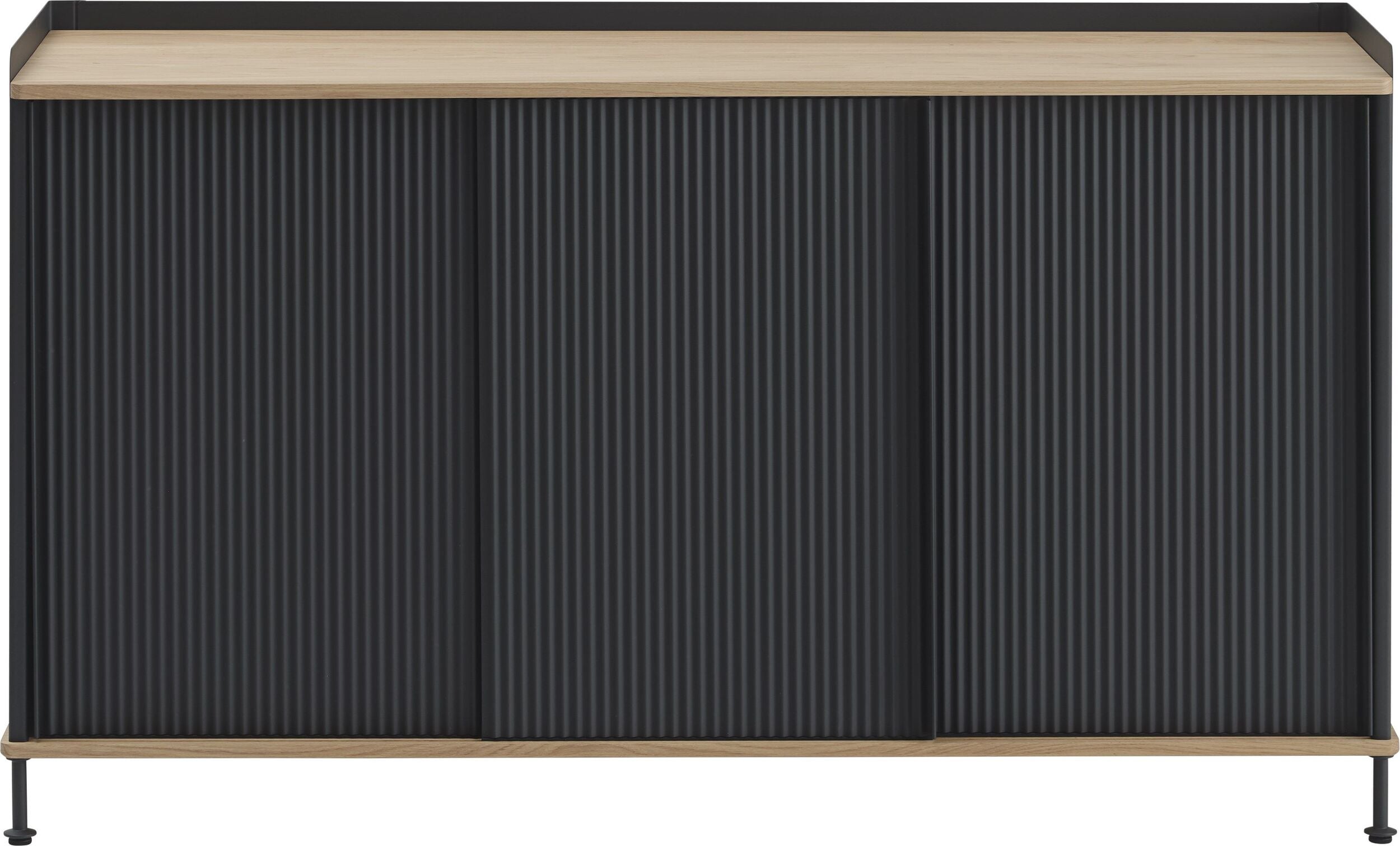 Enfold Schrank 148 cm schwarz mit Tischplatte aus Eiche