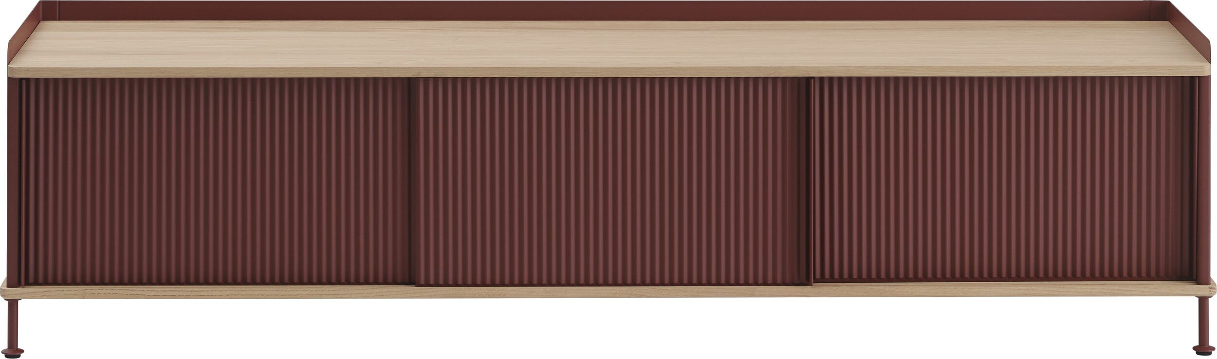 Enfold Schrank 186 cm Bordeauxrot mit Tischplatte aus Eiche