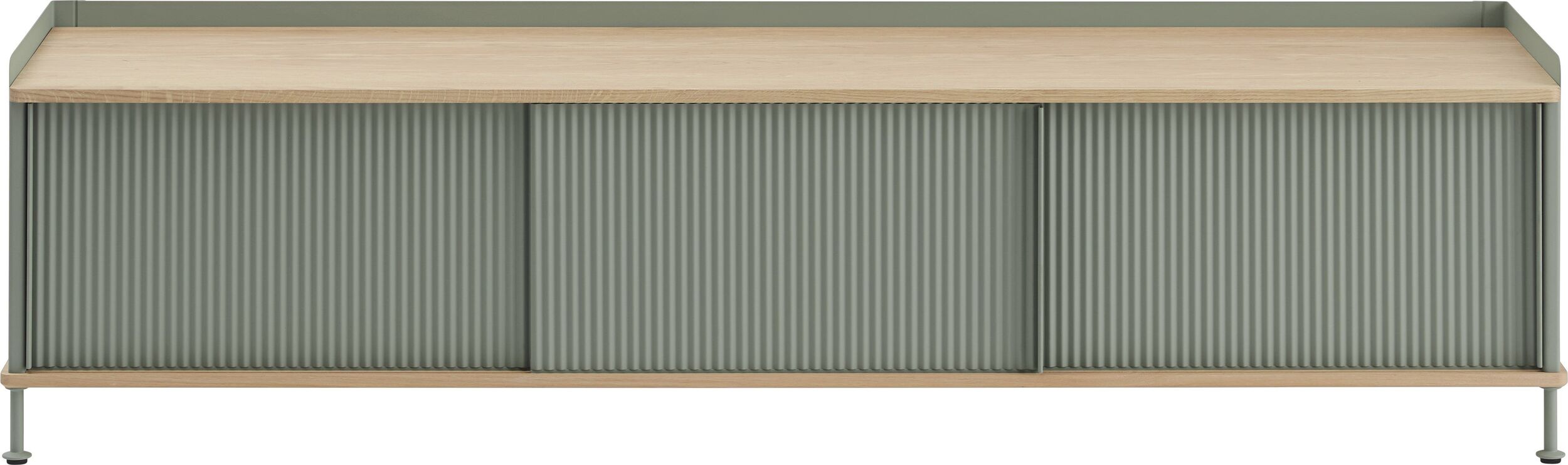 Enfold Schrank 186 cm gedämpftes Grün mit Tischplatte aus Eiche